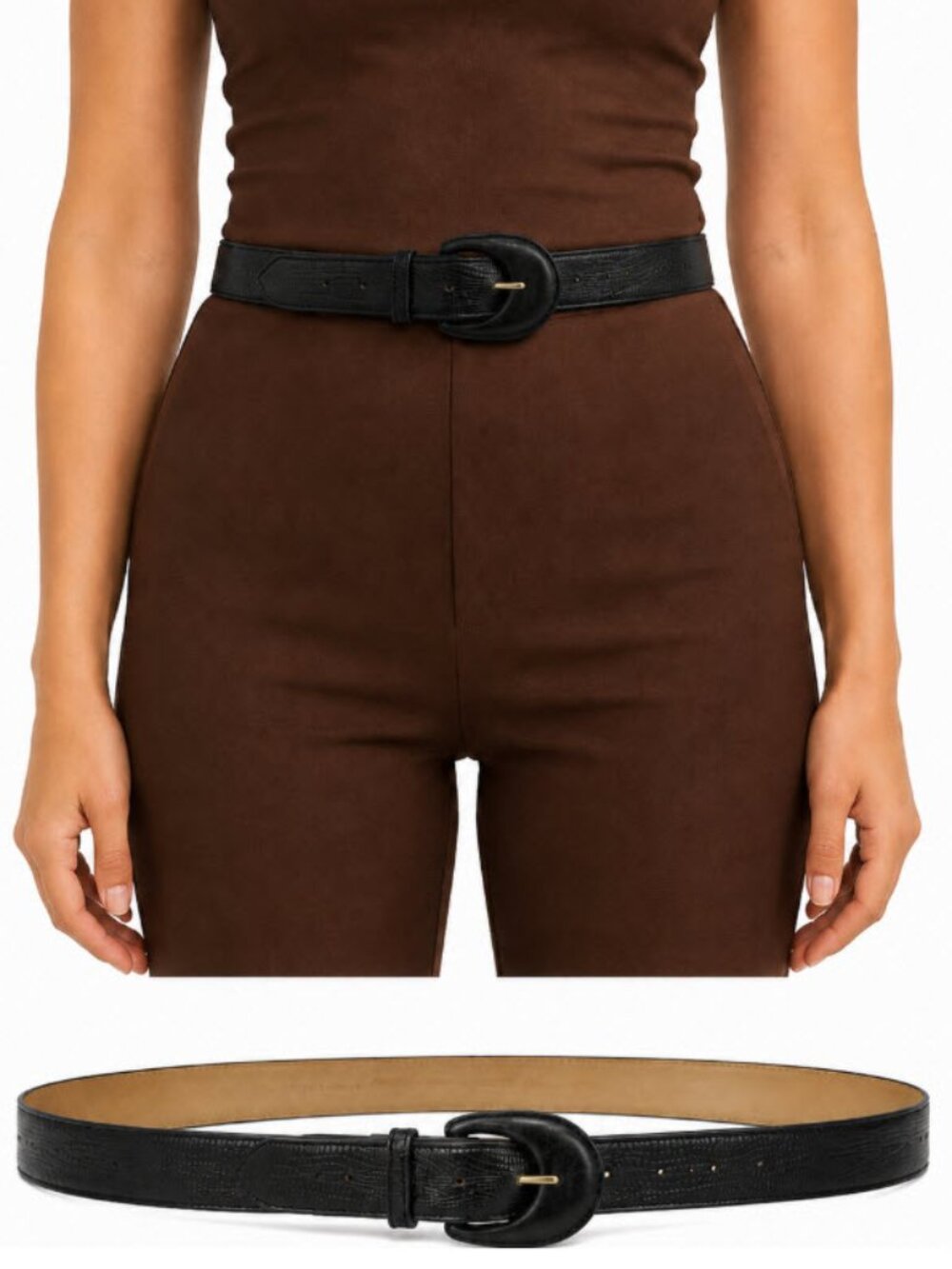 Black Pebbled Top-Grain Cowhide Leather Belt Large